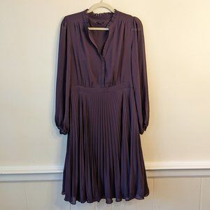 Ann Taylor Dark Purple Pleated Dress Office Wear Size 8, Plum petal
